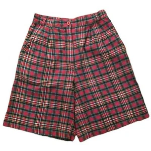 Izod Lacoste Vintage rot Schottenkaro Shorts Damengröße 6 adrette hohe Leibhöhe - Bild 1 von 12