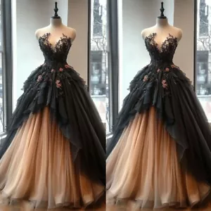 Abiti da sposa vintage Sweetheart neri e champagne linea A abiti da sposa - Foto 1 di 10