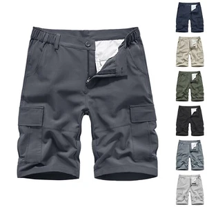 Pantaloncini Cargo Uomo Elasticizzati, Elasticizzati Vita Sciolti Casual Lavoro E Sport Ginocchio - Foto 1 di 33