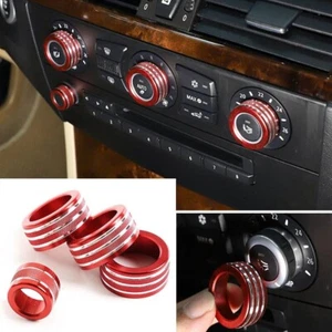 4×Red Alloy Air Conditioner Switch Knob Ring Trim For BMW 5 Series E60 2008-2010 - Foto 1 di 12