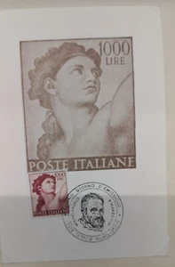 CARTOLINA POSTALE PRIMO GIORNO MICHELANGELO BUONARROTI 6 / 03 / 1961 1000 LIRE - Imagen 1 de 1