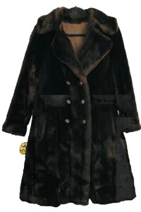 MINCARA Styled By RUSSELL TAYLOR Luxe Rich Chocolate Faux Fur Coat Large VTG - Picture 1 of 13