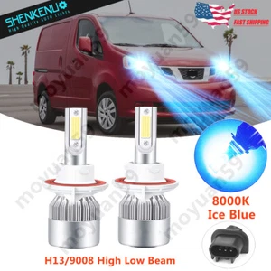 LED Headlight Hi/Lo Kit H13 9008 Ice Blue For NISSAN NV200 NV1500-3500 2013-2019 - Picture 1 of 12