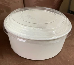 50x XXL Salatschale Suppenschale Pappschale +Deckel 1300 ml Aufbewahrung Schale - Bild 1 von 6