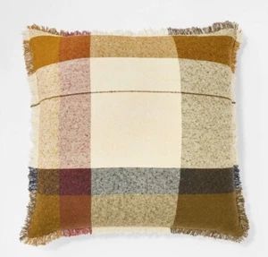 Oversized Woven Plaid Square Throw Pillow Brown/Cream/Red Threshold Studio McGee - Picture 1 of 5