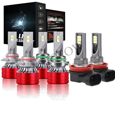 For Mitsubishi Outlander 2007-2013 LED Headlights Hi/Lo Beam Blubs+Fog Beam Blub - Image 1 of 4