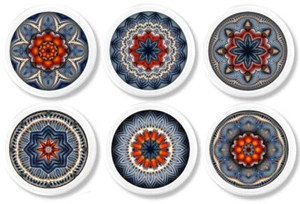 Boho Mandala Cabinet Knobs, Handmade Geometric Kaleidoscope Zen Art Drawer Pulls - Picture 1 of 7