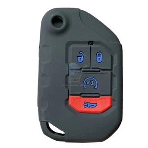 Fit Jeep Wrangler JK Gladiator 4 Button Remote Key Fob Silicone Case Cover Blue - Picture 1 of 12