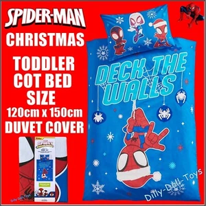 Marvel Spiderman Christmas Duvet Cover Set Junior Cot Bed Toddler Amazing Spidey - Picture 1 of 18