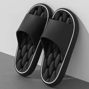 Womens Cloud Slides Slippers Black Pillow Comfortable Flip Flops Sandals 8.5 9 - Picture 1 of 6