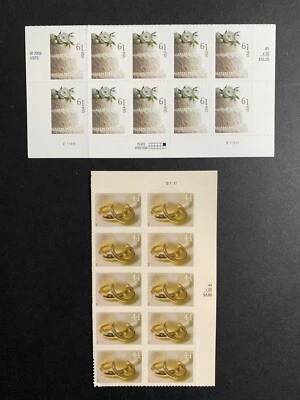 U.S. Stamps. SC #4397, 4398. WEDDING CAKE/RINGS. Horizontal/Vertical Blocks - Image 1 of 3