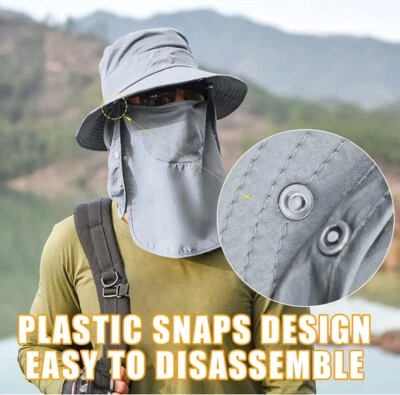 Fishing Hat For Men & Women UV Sun Protection Wide Brim Hat With Face Cover - Image 1 of 4