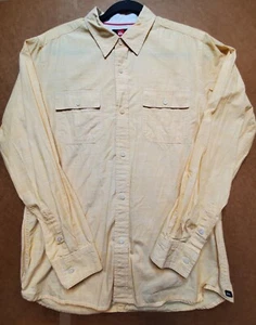 Quicksilver Mens Shirt Medium Yellow Button Long Sleeve Pockets Logo 100% Cotton - Picture 1 of 12
