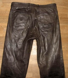 SPECKIGE " SKANDAL " Herren- LEDERJEANS Nubuk- Lederhose dkl.- braun W34" /L29" - Picture 1 of 4