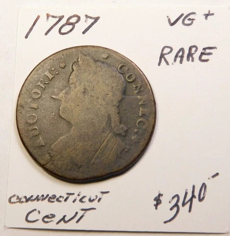 SCARCE COLONIAL 1787 CONNECTICUT CENT V.G.+ 100% ORIGINAL * STRANGE VARIETY? ⭐⭐ Cover