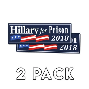 Calcomanía 2018 paquete de 2 pegatinas parachoques azul anti Hillary - Hillary for Prison - Imagen 1 de 2