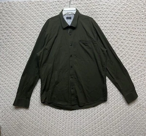 7 Diamonds Shirt Men's Large Long Sleeve Button-up Olive Green Casual Wear Reg F - Picture 1 of 10