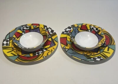 ¡Juego de 6 vasos retazos ARCOPAL Santiago! Platos de cena, laterales y cuenco FRANCIA Foto 1 de 4