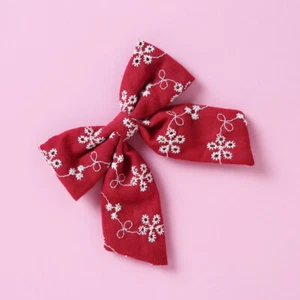 handmade Embroidery bow hair clip  Girl Floral Hair Clip baby toddler pink BLUE - Picture 1 of 13