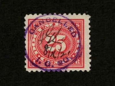 US Revenue 1917 R236 25c Documentary Tax 1921 Bright Blue Circle Cancel Used - Image 1 of 2