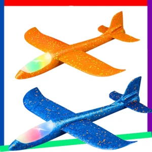2 Pack LED Light Airplane Toys - 17.5" Foam Glider, 2 Flight Modes, Safe Fun - Picture 1 of 8