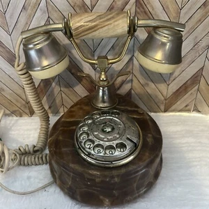 Vintage Turkish Marble Onyx Rotary Telephone Dial Phone(Operational) Turkey - Picture 1 of 3