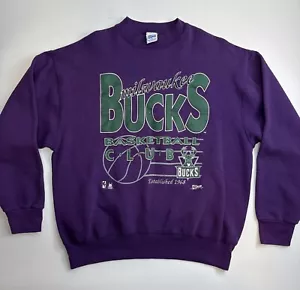 Felpa girocollo vintage Milwaukee Bucks NBA Salem abbigliamento sportivo uomo grande USA - Foto 1 di 7