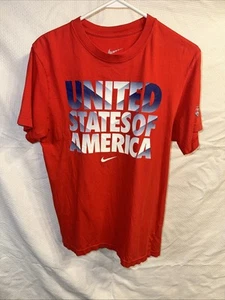 Camiseta de fútbol Nike EE. UU. para hombre roja mediana manga corta calce ajustado algodón talla grande - Imagen 1 de 4
