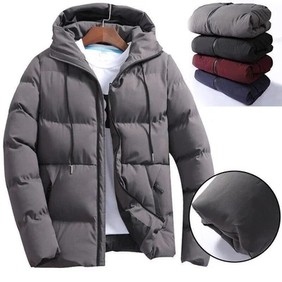 Men Jacket Puffer Bubble Down Hooded Winter Warm Coat Quilted Zip Padded Outwear - Image 1 of 4