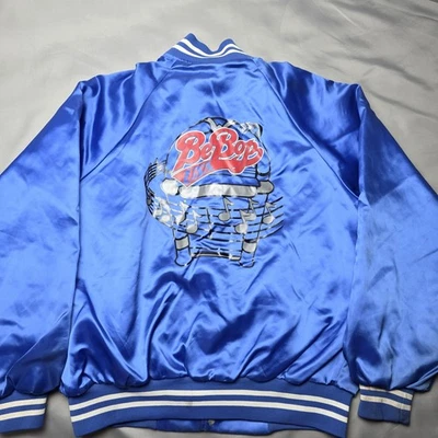 Vintage Be Bop USA Jacket Mens Large Blue Satin Bomber Hartwell Made USA 80s - Image 1 of 4