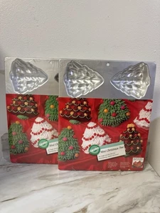 Mini Christmas Trees Wilton Cake Pans Set Aluminum 6 Molds 1984 No. 2105-1779 - Picture 1 of 5