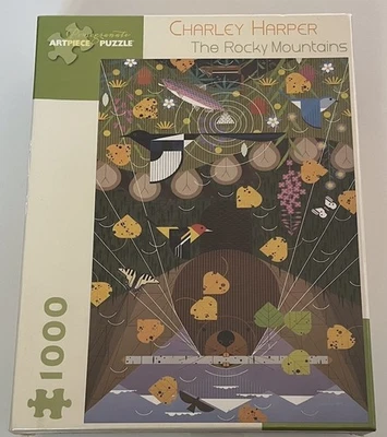 Charley Harper THE ROCKY MOUNTAINS 1000 Pc ABSTRACT ART Puzzle NIP Leaves Beaver - Image 1 of 3