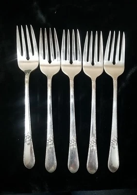 Rogers Bros 1847 Silverplate ADORACIÓN 5 tenedores de ensalada 6 3/4" Foto 1 de 4