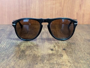 OCCHIALI DA SOLE VINTAGE PERSOL 649 ACETATO NERO MADE IN ITALY LOGO CERCHIO #... - Picture 1 of 16