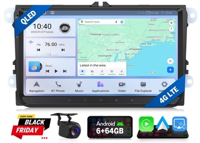 VWX6S 9" Android 13 6+64 Autoradio Navi CarPlay DSP für VW GOLF 5 6 Caddy Passat - Bild 1 von 4