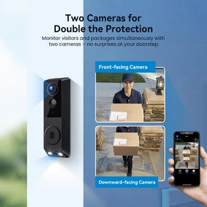 Videocitofono wireless 1080P doppia fotocamera con ricevitore 2.4G Wi-Fi colore notte - Foto 1 di 9