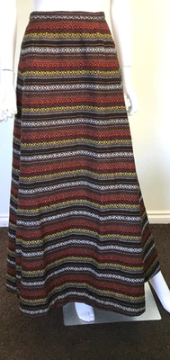 Maxi jupe cheville laine tapisserie tissée Go-Del vintage années 60 | XS S 8 W 24" - Photo 1/4