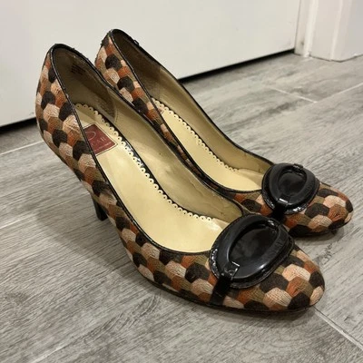 Zapatos de salón Oscar de la Renta tejidos multicolores talla 8 M marrón rosa tostado Foto 1 de 4