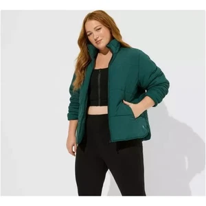 Torrid Matte Stretch Nylon Light-Weight Puffer Active Jacket Botanical Green 2X - Picture 1 of 10