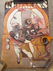 1972 Vintage Original Bartell Football Poster Washington Redskins Read 24x32 - Bild 1 von 6