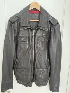 Super dry Genuine Leather Motor Style Jacket - Picture 1 of 3