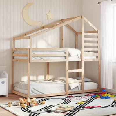 Cama Litera con Techo Somier Mueble de Dormitorio Madera Maciza de Pino vidaXL - Imagen 1 de 4