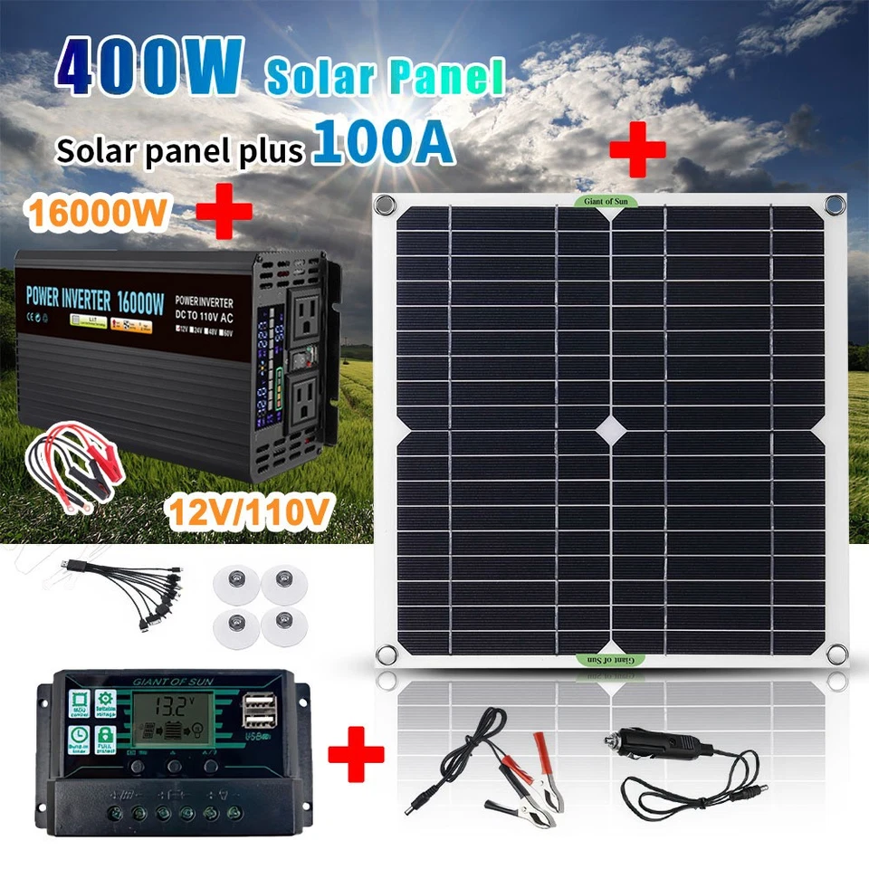 KEPEAK 16000W Complete Solar Power Generator 100A Solar Panel Kit Home 110V Grid System