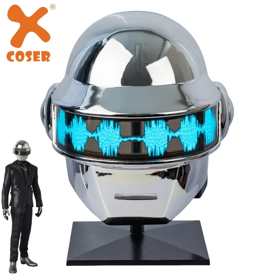 Xcoser Daft Punk Thomas Bangalter Helmet Cosplay Silver Plated with EL Lights - Image 1 of 4
