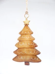 Weihnachtsbaum Anhänger Lebkuchen Tannenbaum Blech  Vintage Christbaumschmuck - Bild 1 von 3