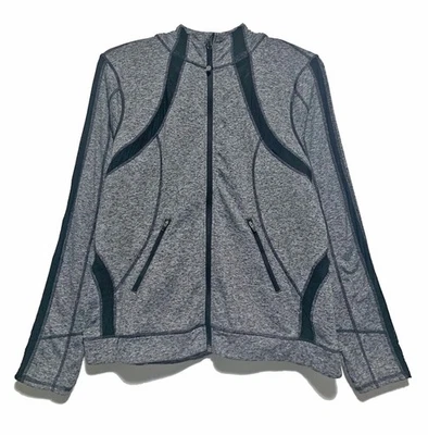 Tangerine Heather Gray with Black Trim Activewear Zip Up Jacket, size XXL - Image 1 of 4