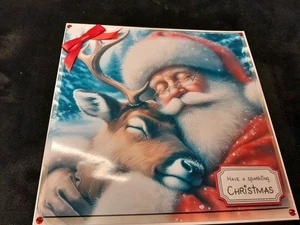 New Handmade Santa Themed Christmas Card Size 8" X 8: - Picture 1 of 5