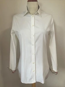 Camisa Burberry Brit Para Mujer Blanca Botón Clásica Contraste Nova Talla M - Imagen 1 de 10
