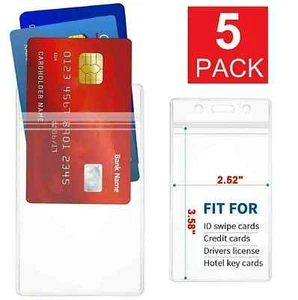 5 Pack ID Card Holder Clear Plastic Badge Resealable Waterproof Business Travel - Picture 1 of 7