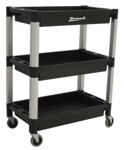 Plastic service cart - 30 in X 16 1/4 in 3-Tier Black Service Cart PP06032031 - Picture 1 of 1